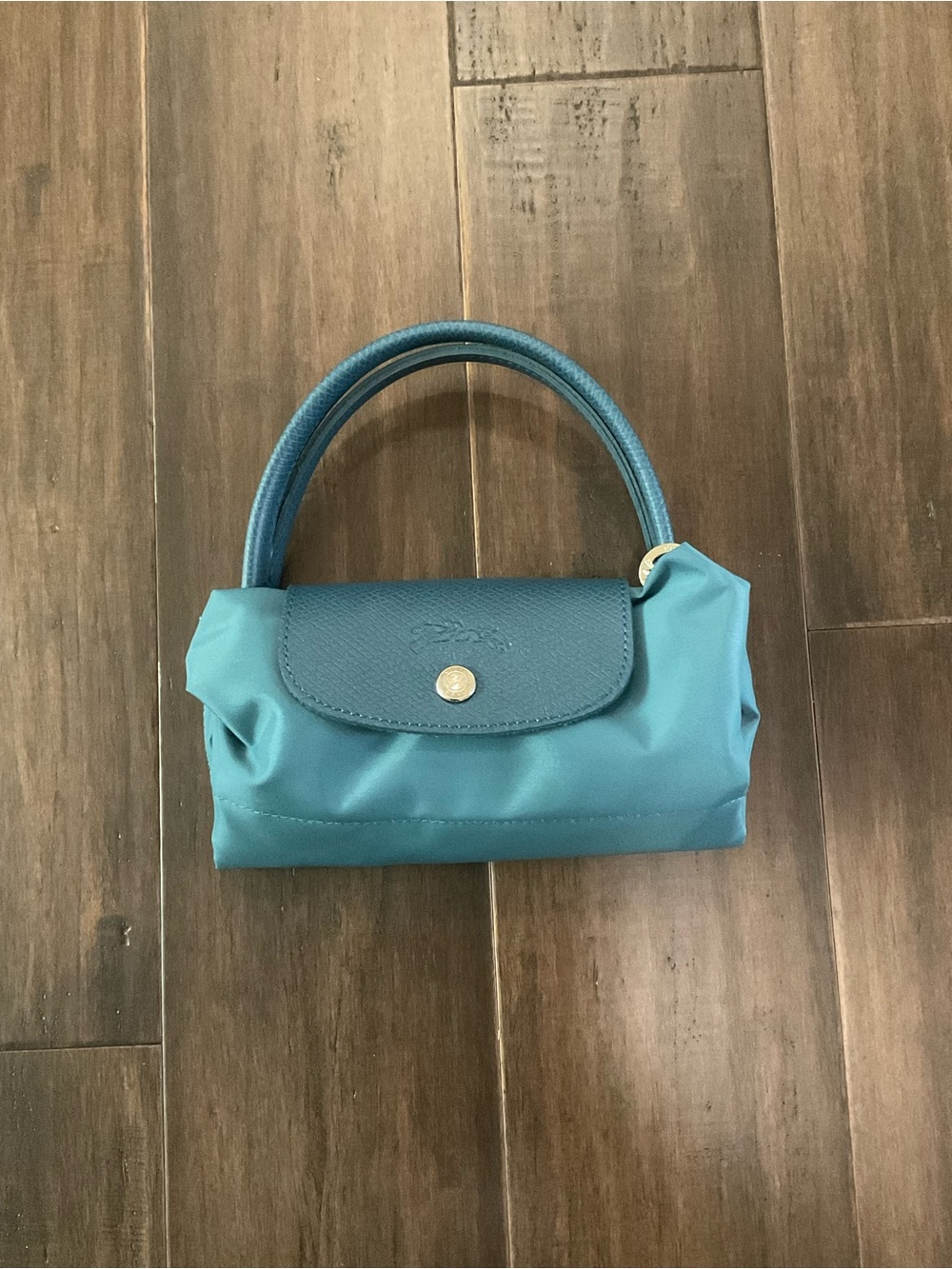 Longchamp Le Pliage Green Collection Small Recycled Canvas Peacock Blue - Picture 8 of 11